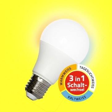 Bio-Licht - Tricolor - E27 - 9W - melkglas Energiezuinige en knipperarme Led lamp