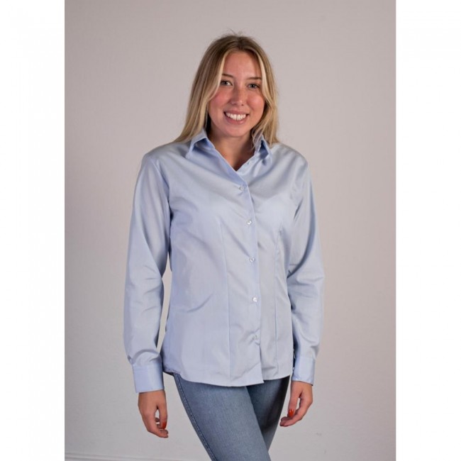 Verlammen Dokter Verstikkend Afschermdende blauwe dames blouse van Popelin stof